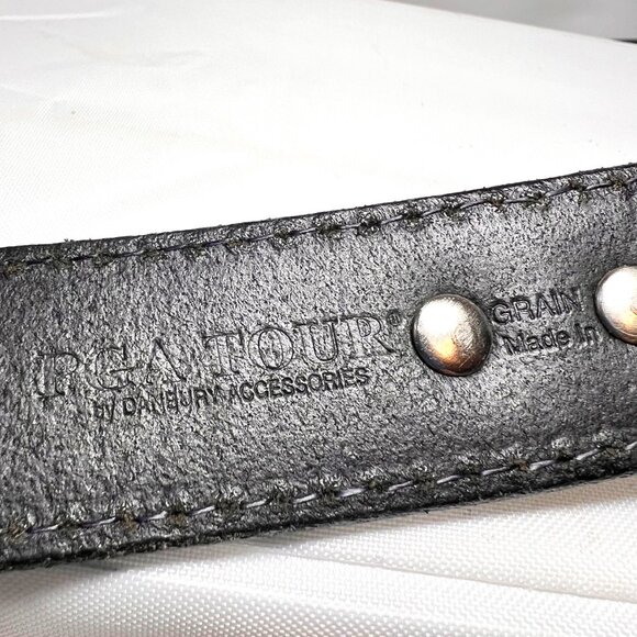 RGA Four By Danbury Asso.-Men's Golf Black Leather Belt-Silver Buckle-Casual - Picture 11 of 15